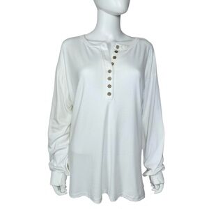 Topstype Women's White Long Sleeve Pullover Top
